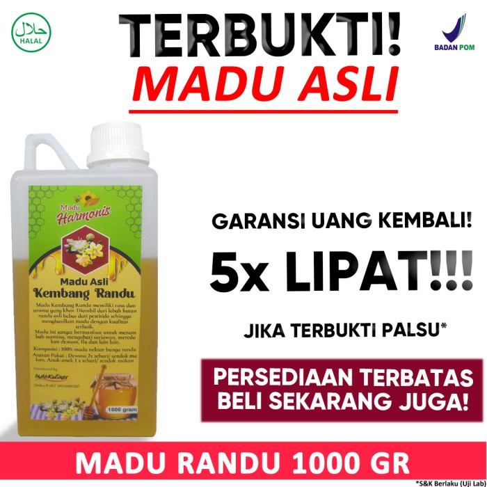 

Indokuliner Harmonis Madu Randu 1Kg 1000Gr ASLI