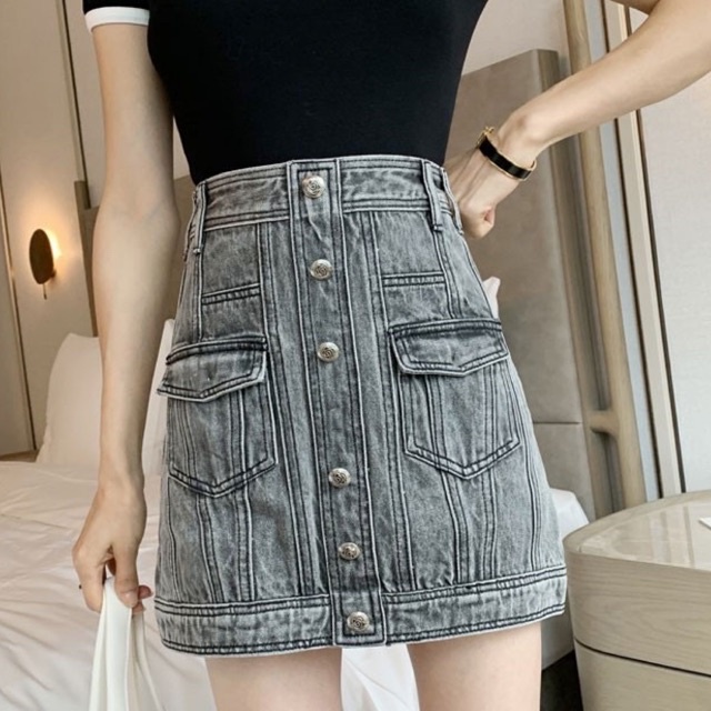 SUPER PREMIUM!! JEANS KOREAN DENIM SKIRT TWO POCKETS