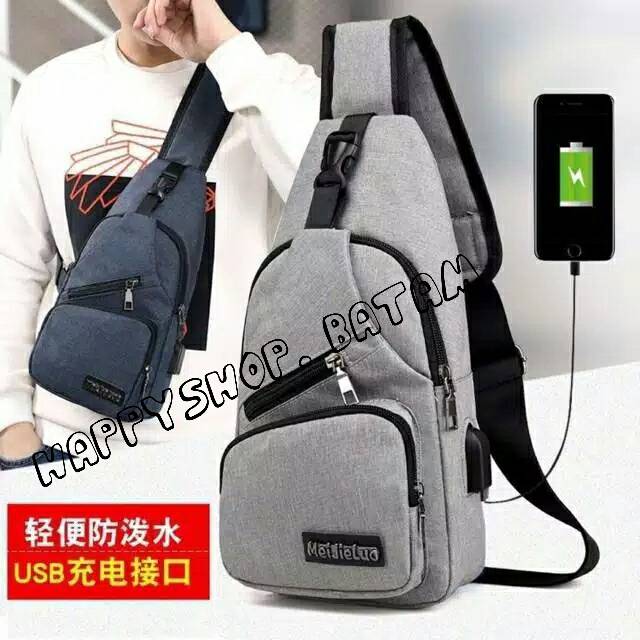 HS [COD] Tas Selempang Pria  Usb Port Terlaris