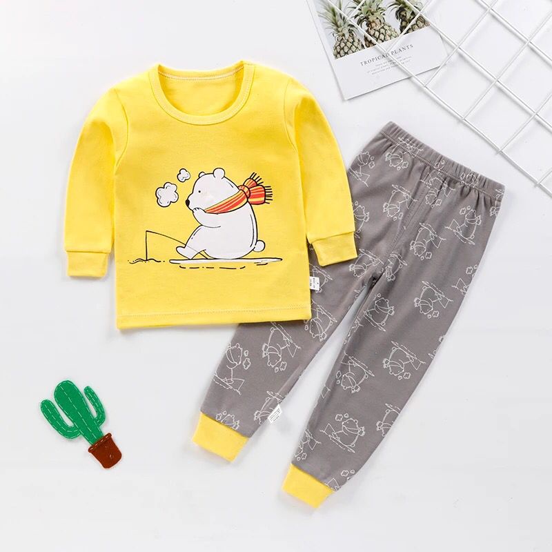 Baju Tidur Piyama Anak Premium Set POLLAR BEAR Bahan Katun Piyama Anak Gambar Lucu Baju Tidur Anak Bahan Katun