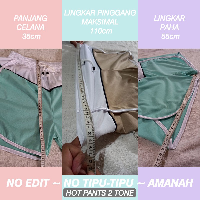 CELANA PENDEK HOT PANTS TWO TONE CELANA WANITA WANITA MURAH CELANA PENDEK SANTAI WANITA HIGHWAIST