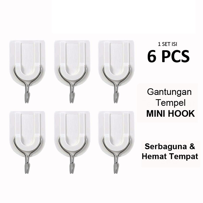 1 SET Gantungan Hook Kunci Baju Tempel Dinding Pintu 1 set isi 6 PCS