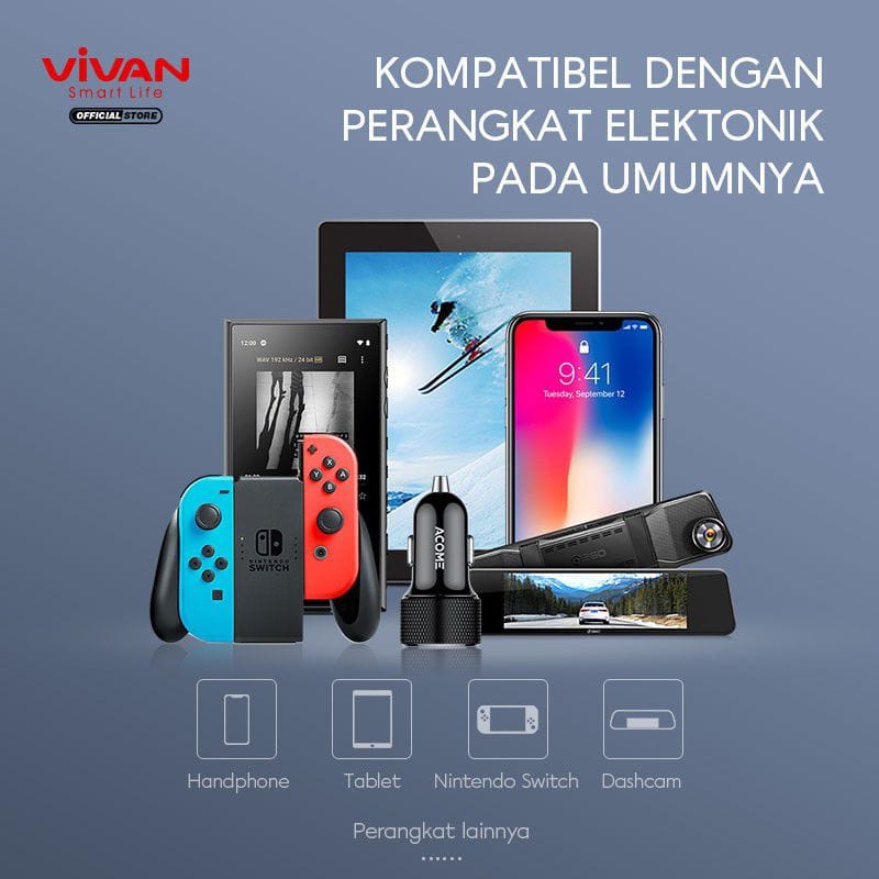 A_    Vivan VCC01 Car Charger 2.4A with Micro USB Cable