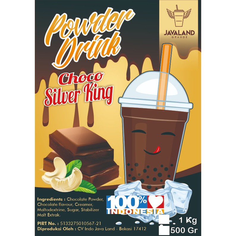 Javaland Bubuk Minuman Rasa Choco Silverking / Silver Queen 1Kg - Regular Plain | Bubble Powder Drink Boba