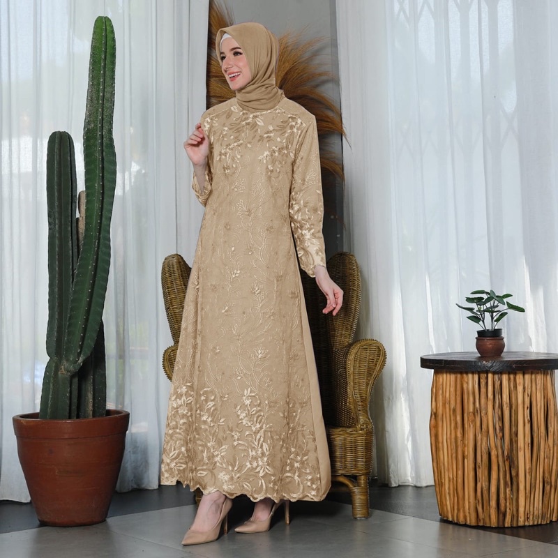 GAMIS TASYA LD 90 100 110 120 / DRES KONDANGAN / SERAGAM / DRESS BRUKAT FULL TILE