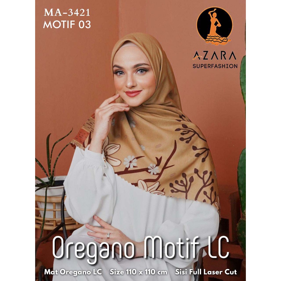 Hijab Segi Empat Azara Oregano Motif LC