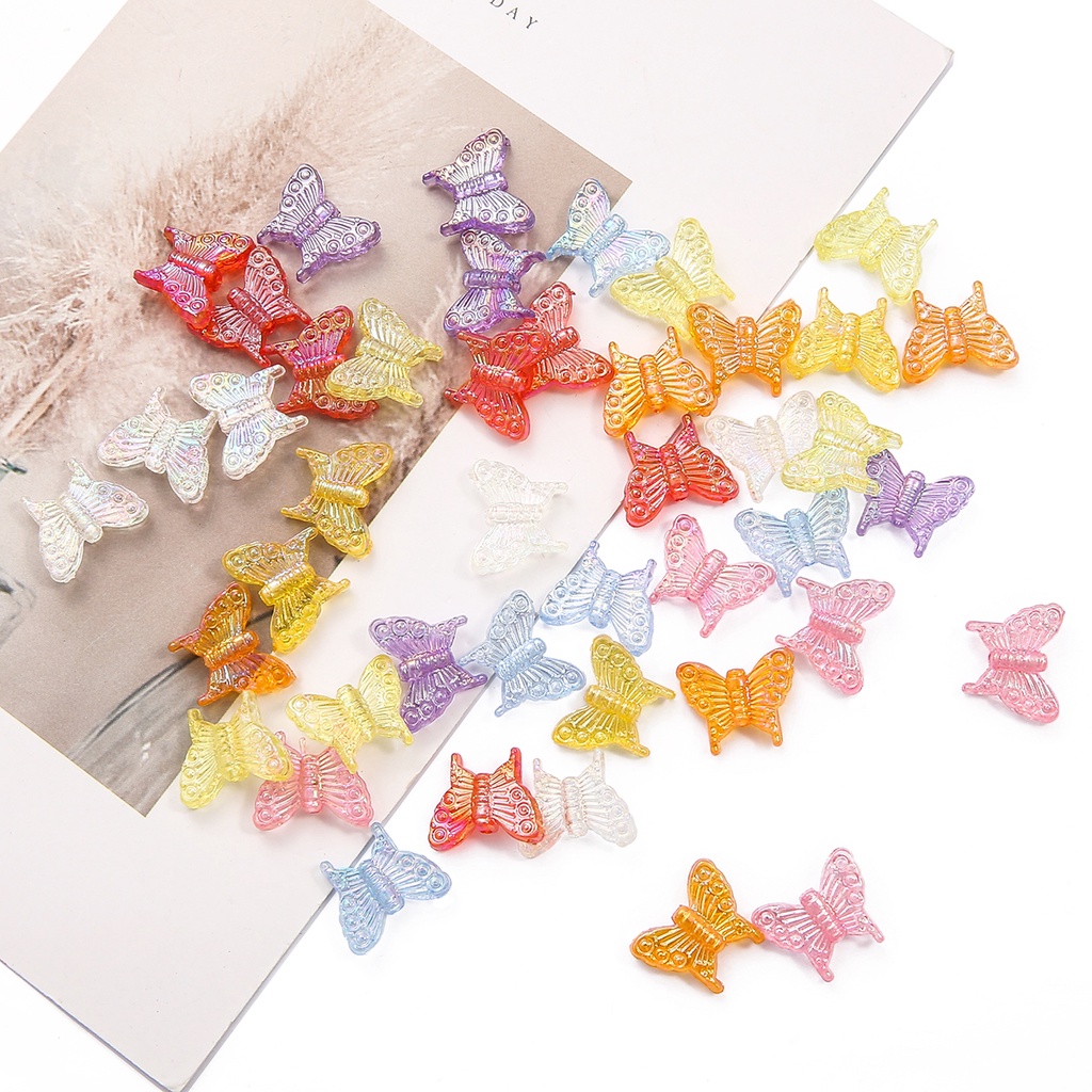 Acrylic plated colorful butterfly diy handmade beaded necklace ornaments Pendant 20pcs/pack