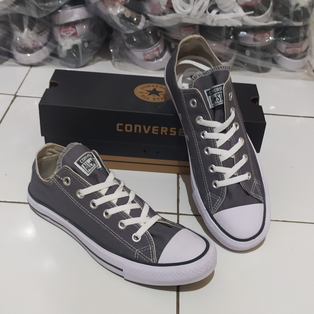 BISA COD SEPATU CONVERSE LOW  ALL STAR PENDEK PRIA WANITA ABU FREE BOX