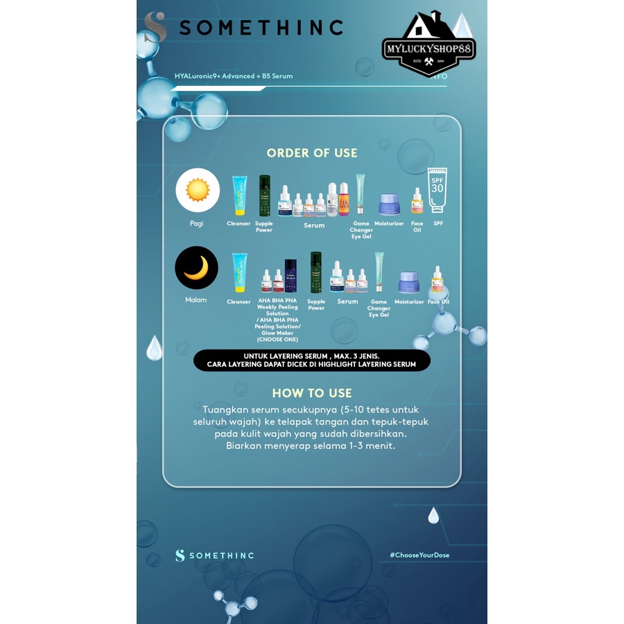 Somethinc HYALuronic 9+ Advanced + B5 Serum 20ml 40ml - Serum Wajah