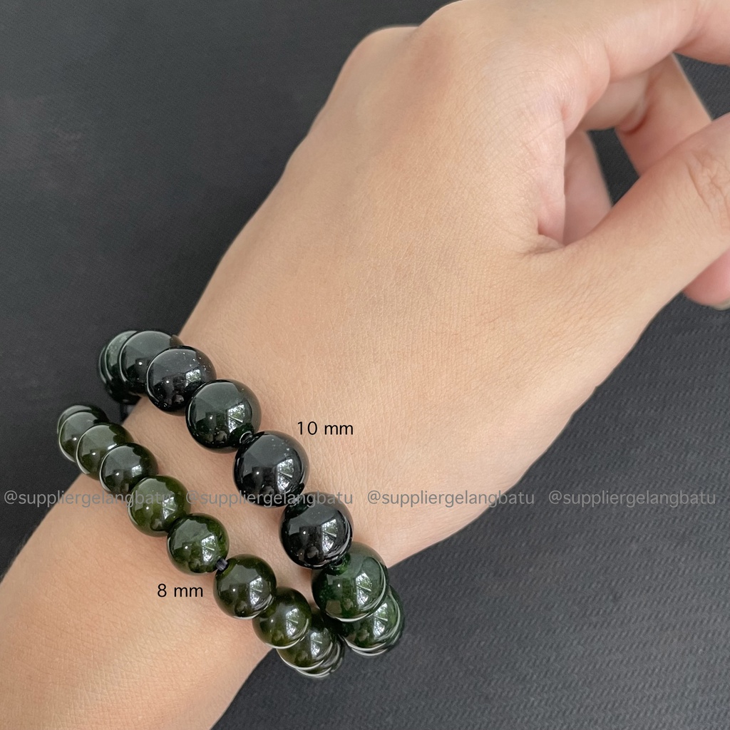 Gelang batu black jade aceh premium quality natural stone pria wanita unisex