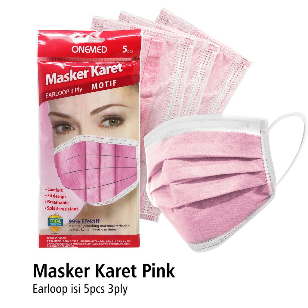 Masker karet Medis 3ply isi 5pcs OneMed