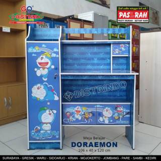 Meja Belajar Gambar Doraemon  Dengan Lemari  Samping dan 2bh 