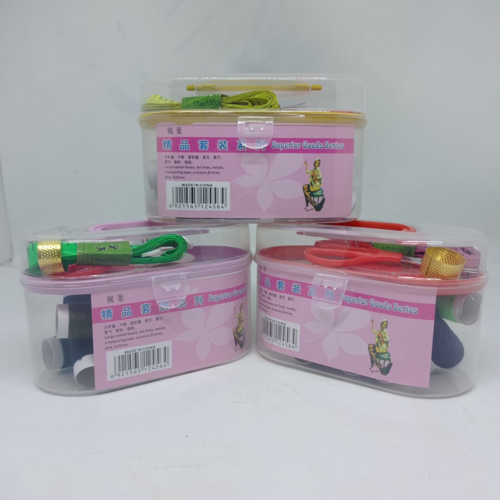 Kotak Box Set Peralatan Menjahit Kecil Lengkap / Kotak Benang Jahit 1 Set