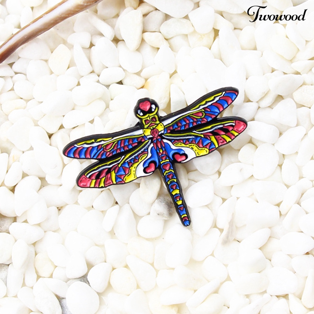 Twowood Dragonfly Shape Multicolored Lapel Pin Alloy Vivid Funny Collar Brooch Badge Backpack Accessories