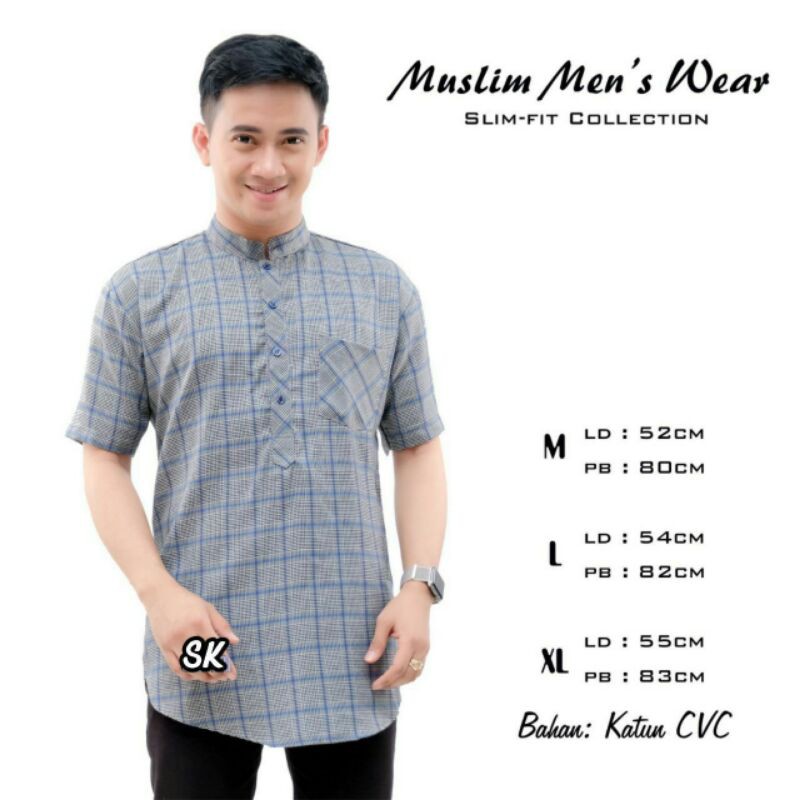 Kurta Pakistan Pocket Ori MARAJO Kancing Polos Lis Songket Lengan Pria Remaja Dewasa Simple Baru