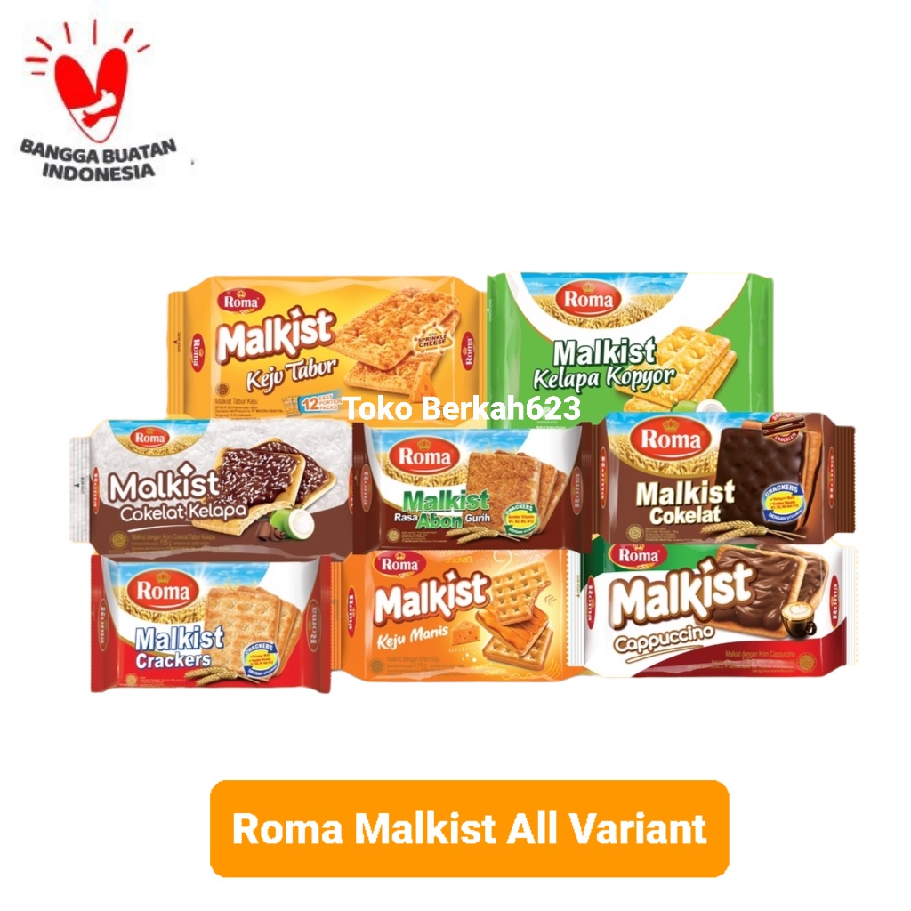 ROMA MALKIST All Varian Coklat / Abon / Keju / Crackers / Kelapa Kopyor / Cappuccino