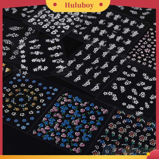 Huluboy Huluboy♡ 30 Lembar Stiker Kuku Motif Bunga Campur Untuk Aksesoris Manicure