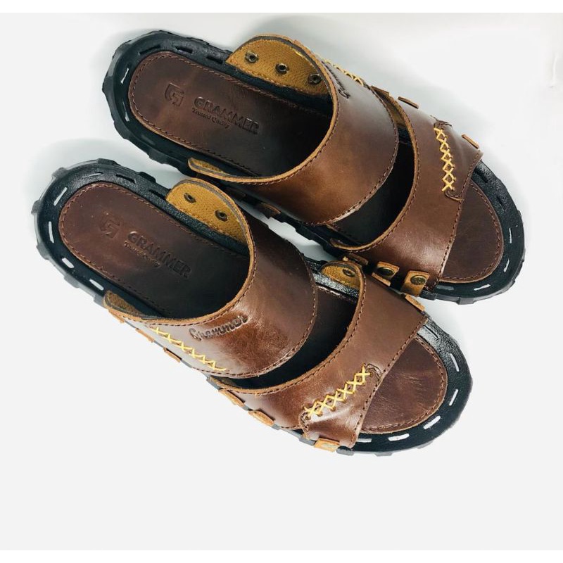 Sandal Slide Casual  Pria Kulit Asli Sandal Full Kulit Grammer