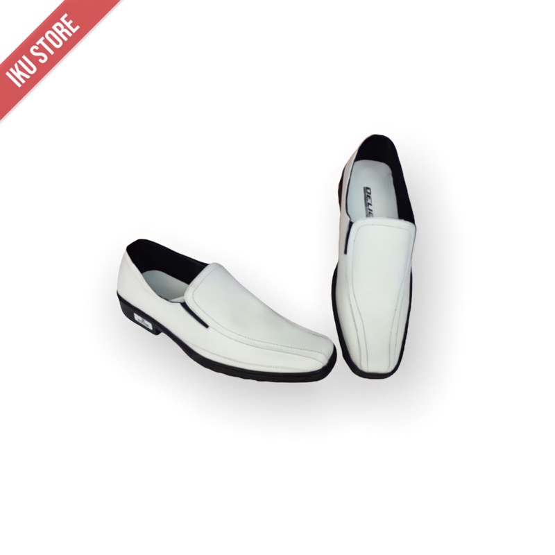 Sepatu pantofel pria putih kulit/sepatu kerja pria putih