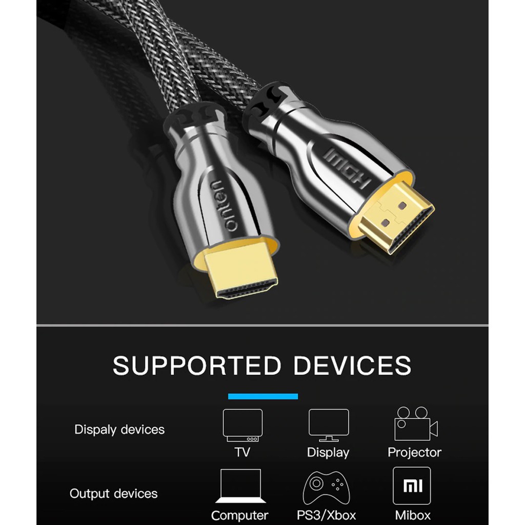 ONTEN OTN-8307 - HDMI to HDMI Cable - 4K Resolution - 2M Length - Kabel HDMI 2 Meter - Best Quality