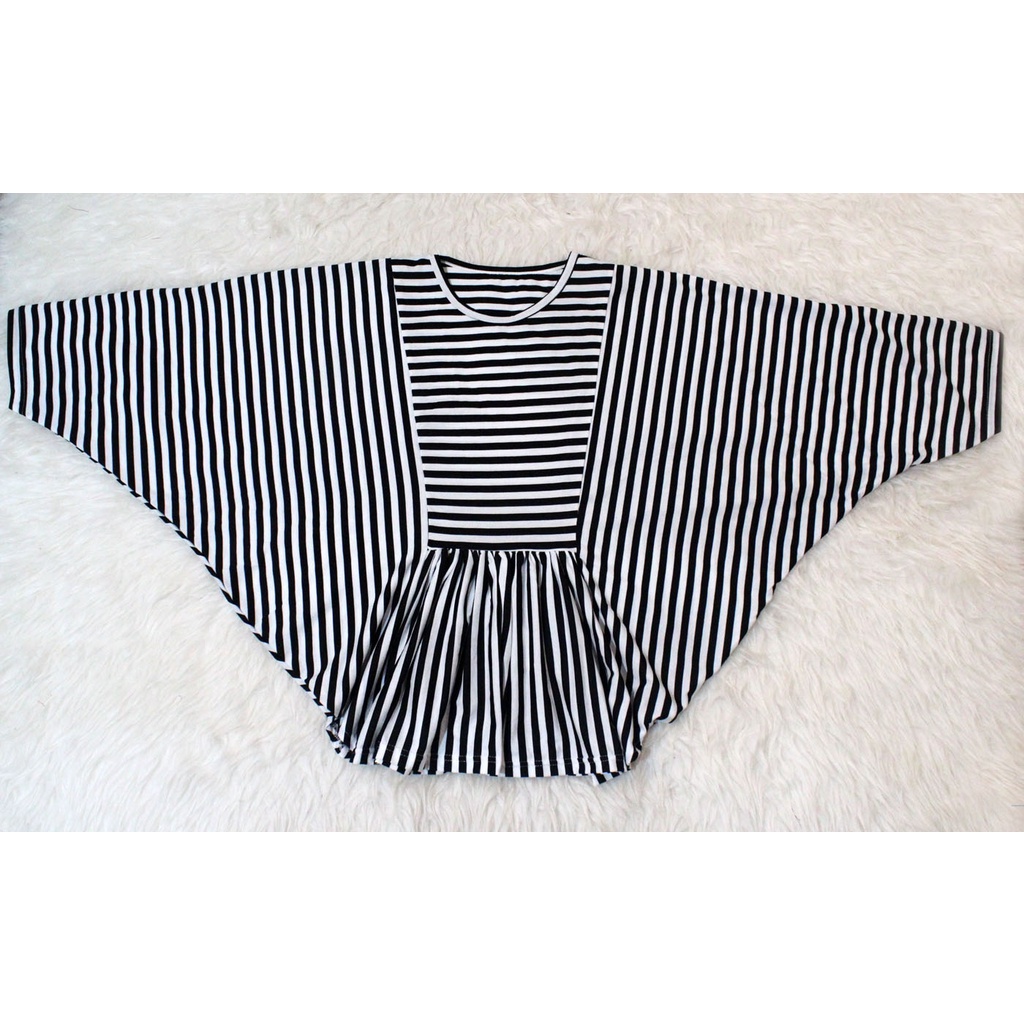 Blus salur batwing/baju wanita hijab/outfit lengan kalong/blus lengan panjang murah