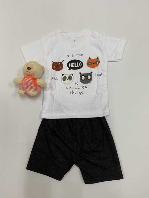 SETELAN KATUN ANAK SIMPLE HELLO TERBARU KATUN HALUS UNISEX