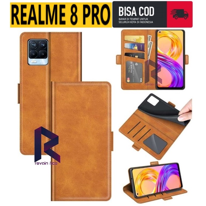 CASING DOMPET REALME 8 PRO FLIP WALLET LEATHER KULIT PREMIUM SARUNG BUKA TUTUP FLIP CASE REALME 8 PRO