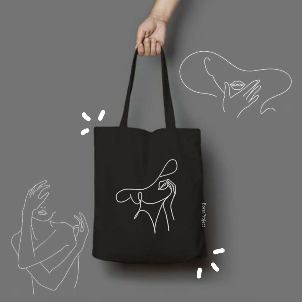 FLASH SALE 10.10 - [RESLETING] TOTEBAG PRIA WANITA BERBAHAN SEMIKANVAS DINIR 300 [RESLETING+MUAT LAPTOP] KUAT DAN TEBAL | TOTEBAG DENGAN MOTIF &quot;WANITA&quot; UKURAN 33x38 CM MUAT LAPTOP | TOTEBAG HITAM | TOTEBAG KERJA | TOTEBAG KULIAH | TOTEBAG SEKOLAH