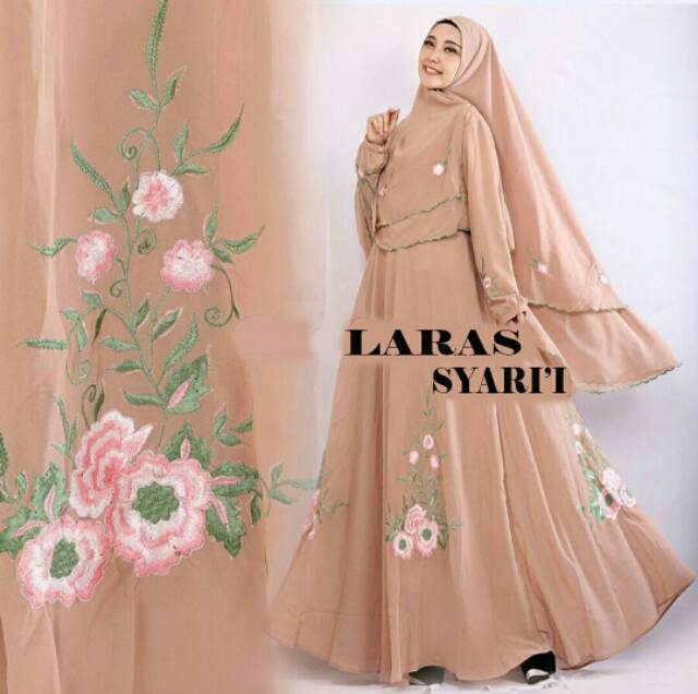 XC - GAMIS LARAS SYARI / MAXI LARAS / GAMIS POLOSAN COMBINASI BORDIR / GAMIS TERLARIS / BEST SELLER
