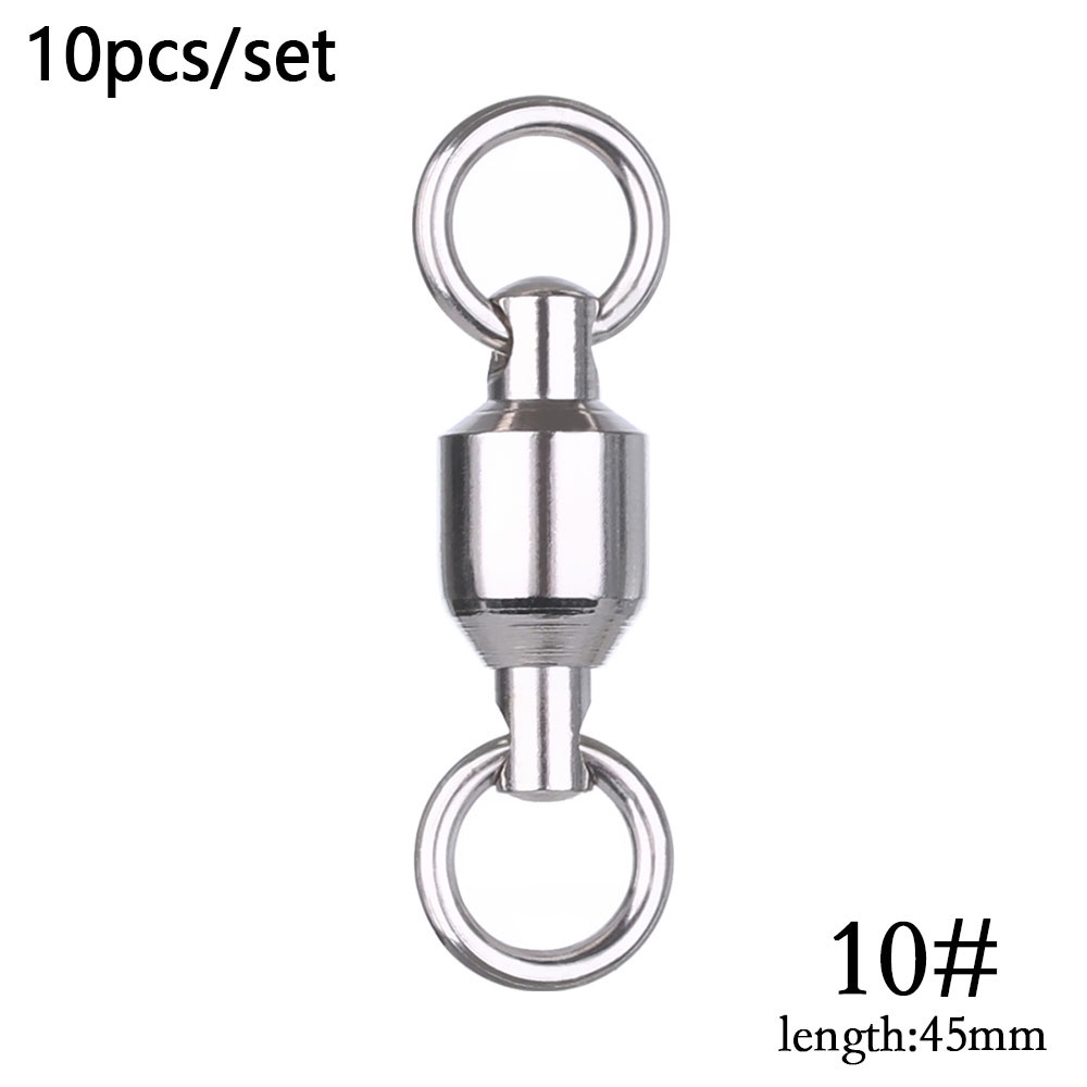 STAR 10PCS New Heavy Duty Ball  High Quality Solid Ring  Fishing Rolling Swivel Connector Stainless Steel Size 0# to 10# Durable high strength Bearing Barrel-10