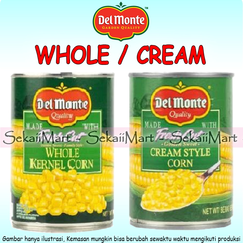 

DEL MONTE Jagung Utuh / Krim Kalengan 400g - Whole Kernel Corn / Cream Style Corn