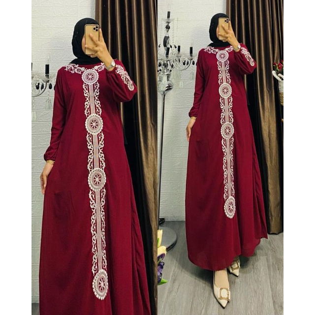 GAMIS CERUTY BORDIR | GROSIR PAKAIAN WANITA MUSLIM TERMURAH MEDAN