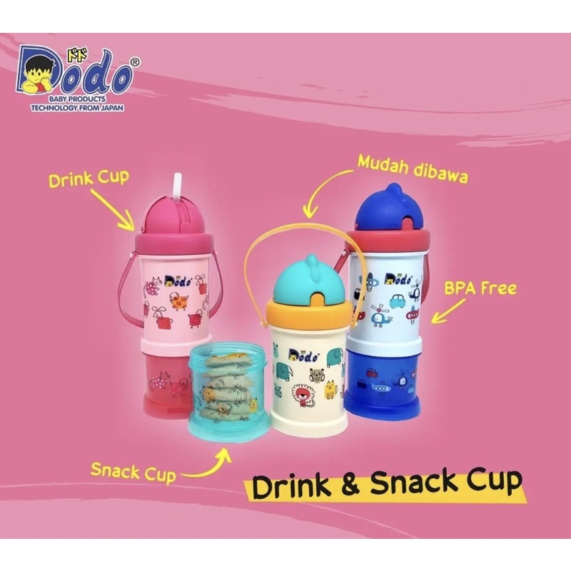 Dodo 2in1 Drink and Snack Cup - Botol Minum anak 2 in 1