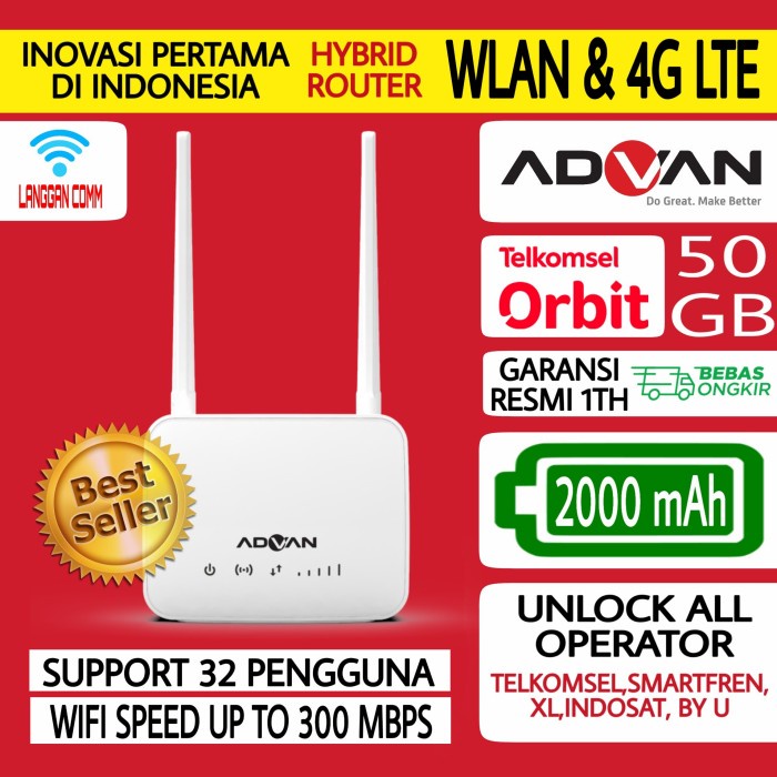 CPE ROUTER START 1 ADVAN MODEM TELKOMSEL ORBIT MODEM ORBIT MIFI 4G LTE
