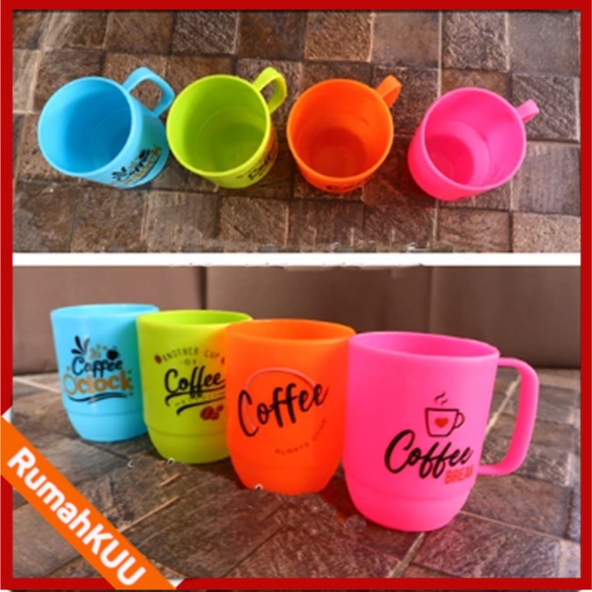 Gelas Gagang / Gelas Kopi / Mug 350ml Plastik Sunrise