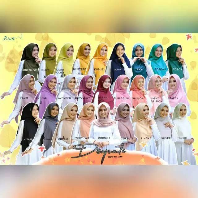 Jilbab Drupadi Standar by Puan Khimar Segiempat Instan Hijab Instan