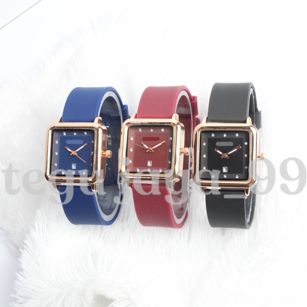 JAM TANGAN FASHION WANITA TANGGAL AKTIF STRAP RUBBER TE1042 GROSIR