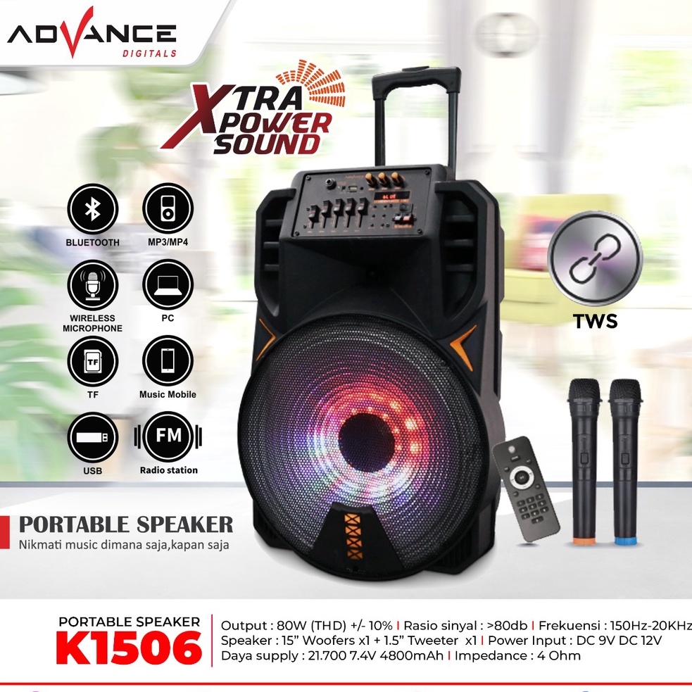 Speaker Meeting Advance K1506 - 15 inch bluetooth, 2 Mic