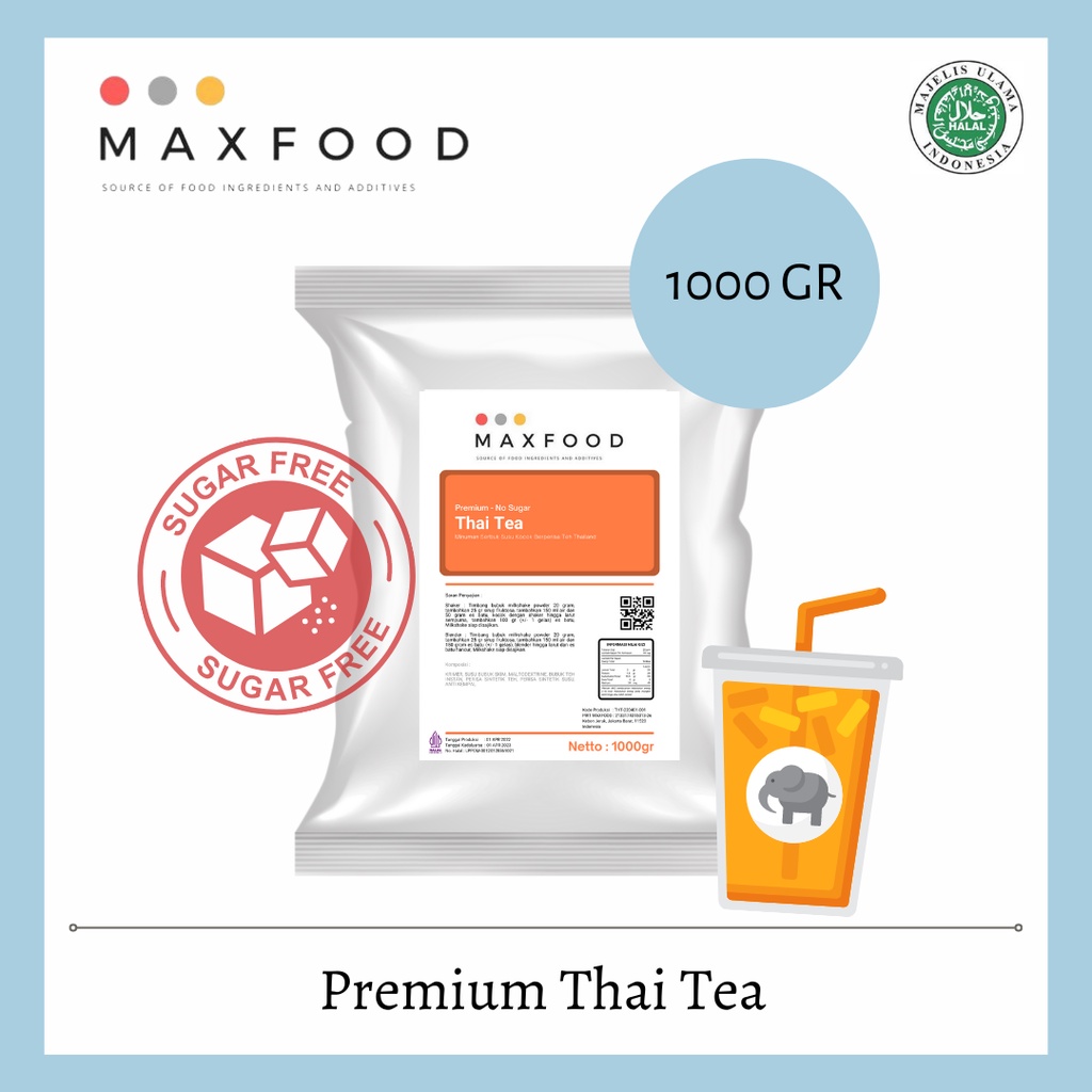 

MAXFOOD - PREMIUM No Sugar Thai Tea/ Bubuk Minuman Thai Tea Tanpa Gula 1 Kg