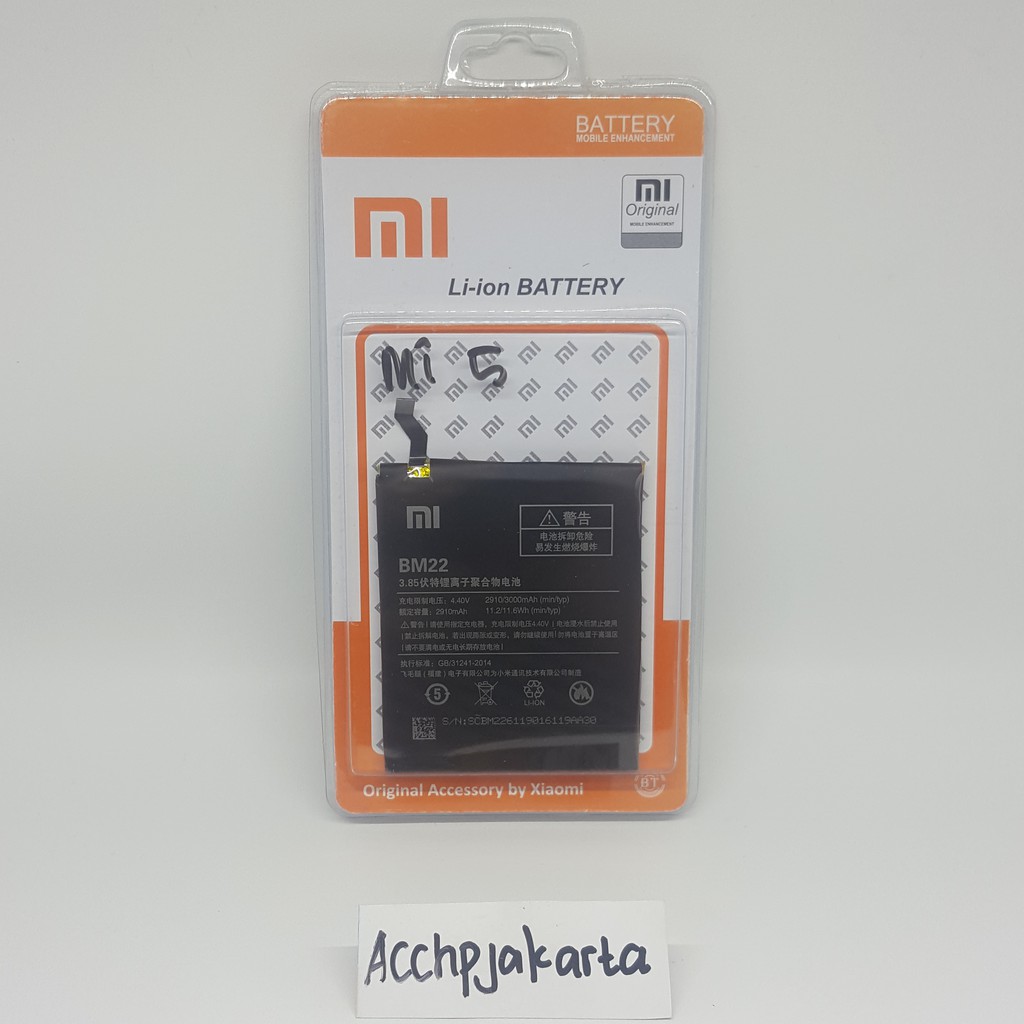 Baterai Hp XiaoMi Mi5 Mi 5 BM 22 Original - Battery Batrai Batre BM22 Xiao Mi Xiaumi Ori