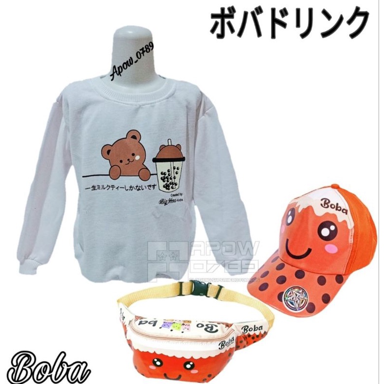 PDF paket hemat 3in1 switer crewneck anak perempuan usia 3-9 tahun topi anak tas slempang anak