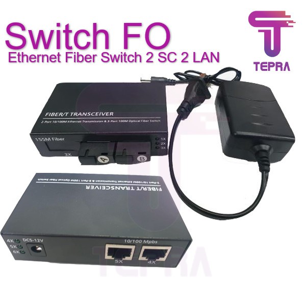 Media Converter Ethernet Fiber Switch 2 FO SC to 2 LAN 10/100