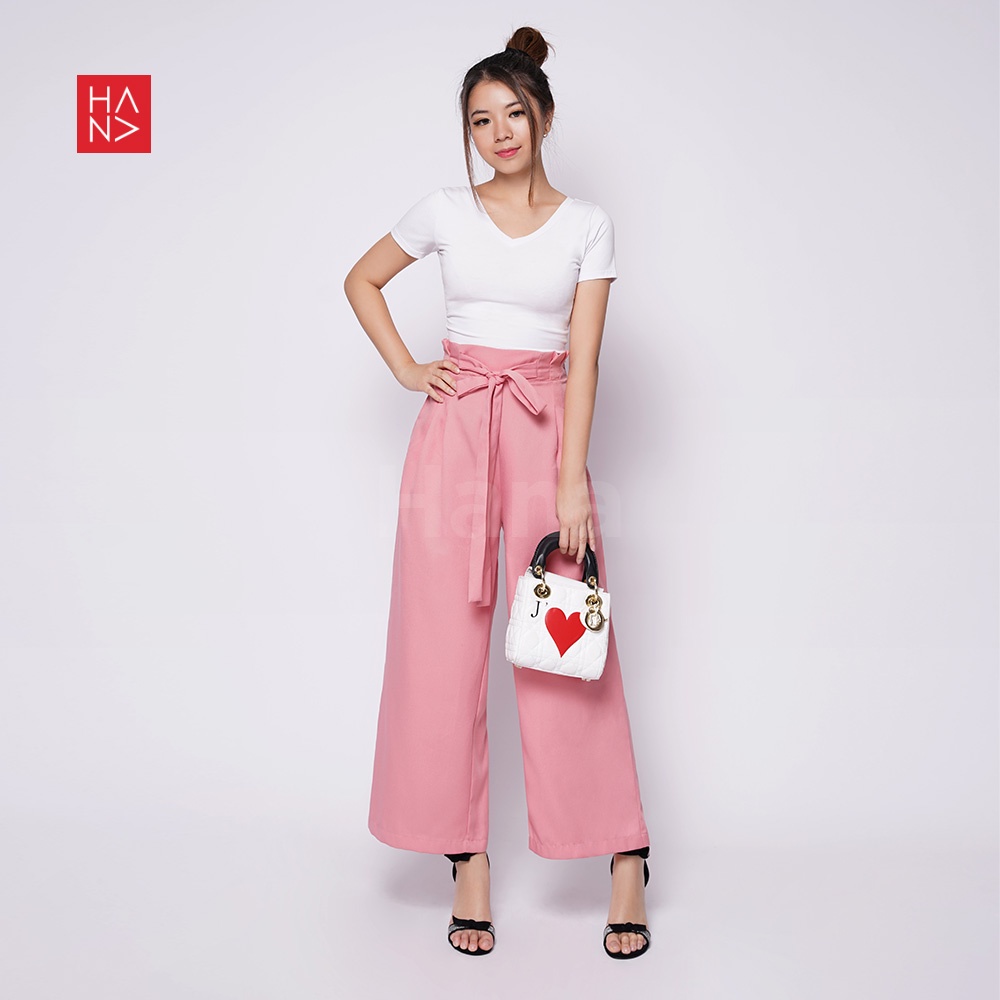 HanaFashion JKT- Ribbony Side Pants Celana Panjang Bahan Wanita - LP031