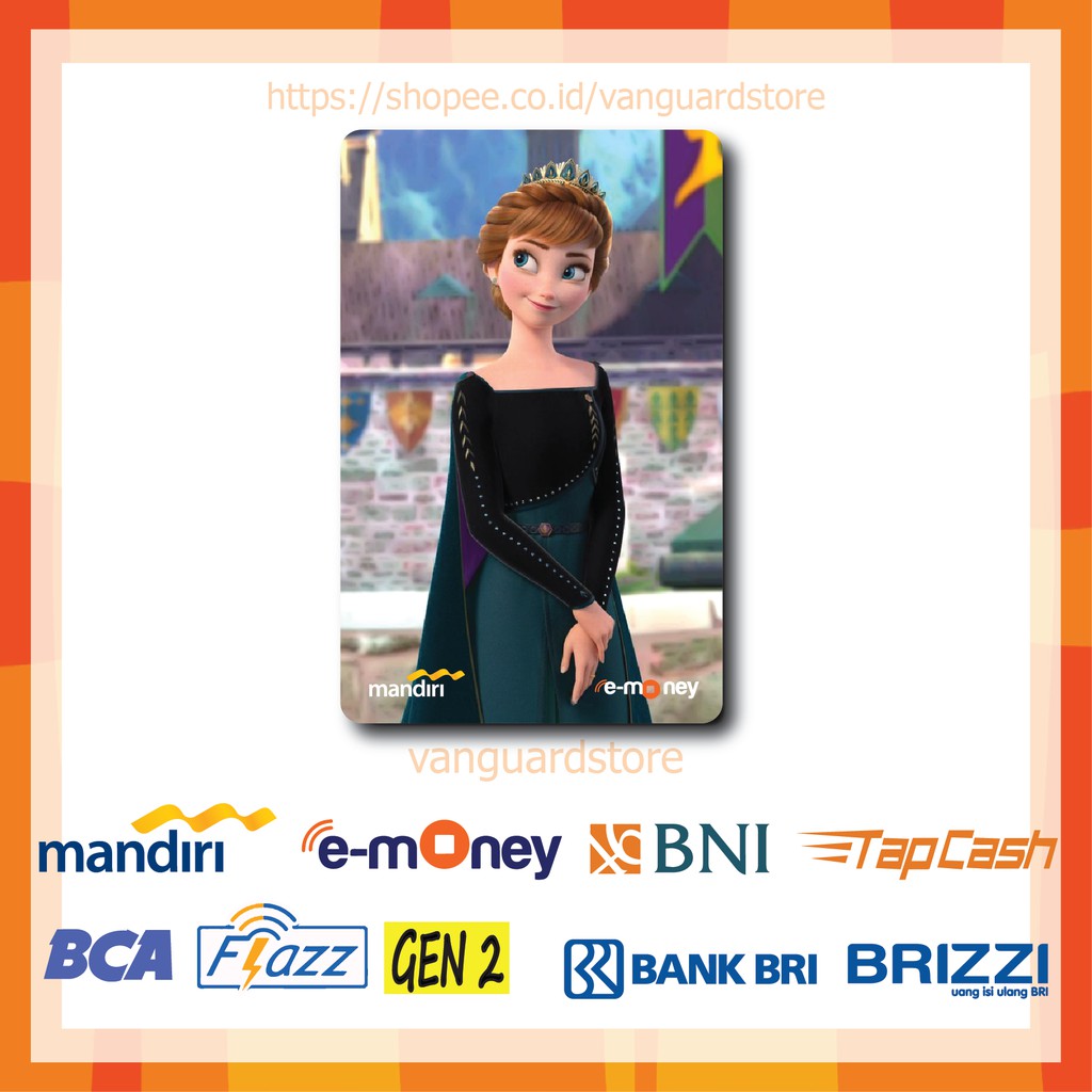 KARTU E MONEY E TOLL FROZEN ANNA KARTUN MOVIE 16 EMONEY MANDIRI FLAZZ BCA BNI TAPCASH BRIZZI