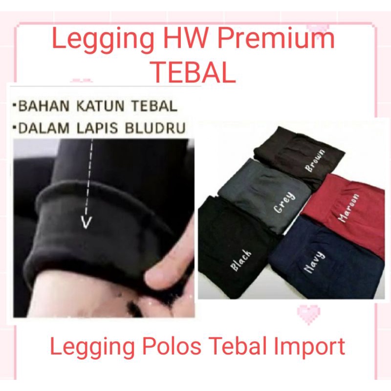 Legging HW Fleece polos super tebal Legging Import