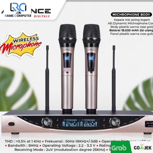 ADVANCE W1062 Dual Mic Wireless Profesional Microphone + amplifier