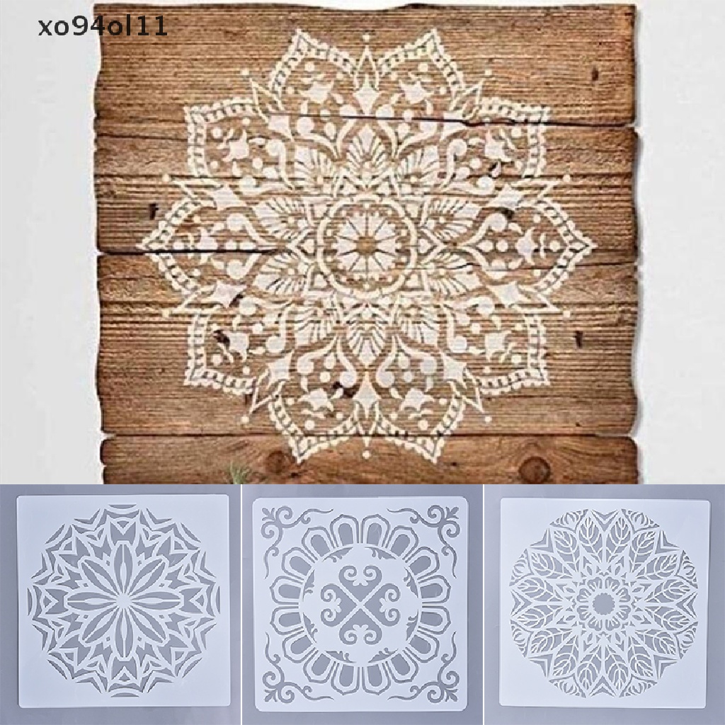 (hotsale) 30x30cm Cetakan Stensil Timbul Motif Mandala Untuk Lukisan Lantai / Dinding DIY