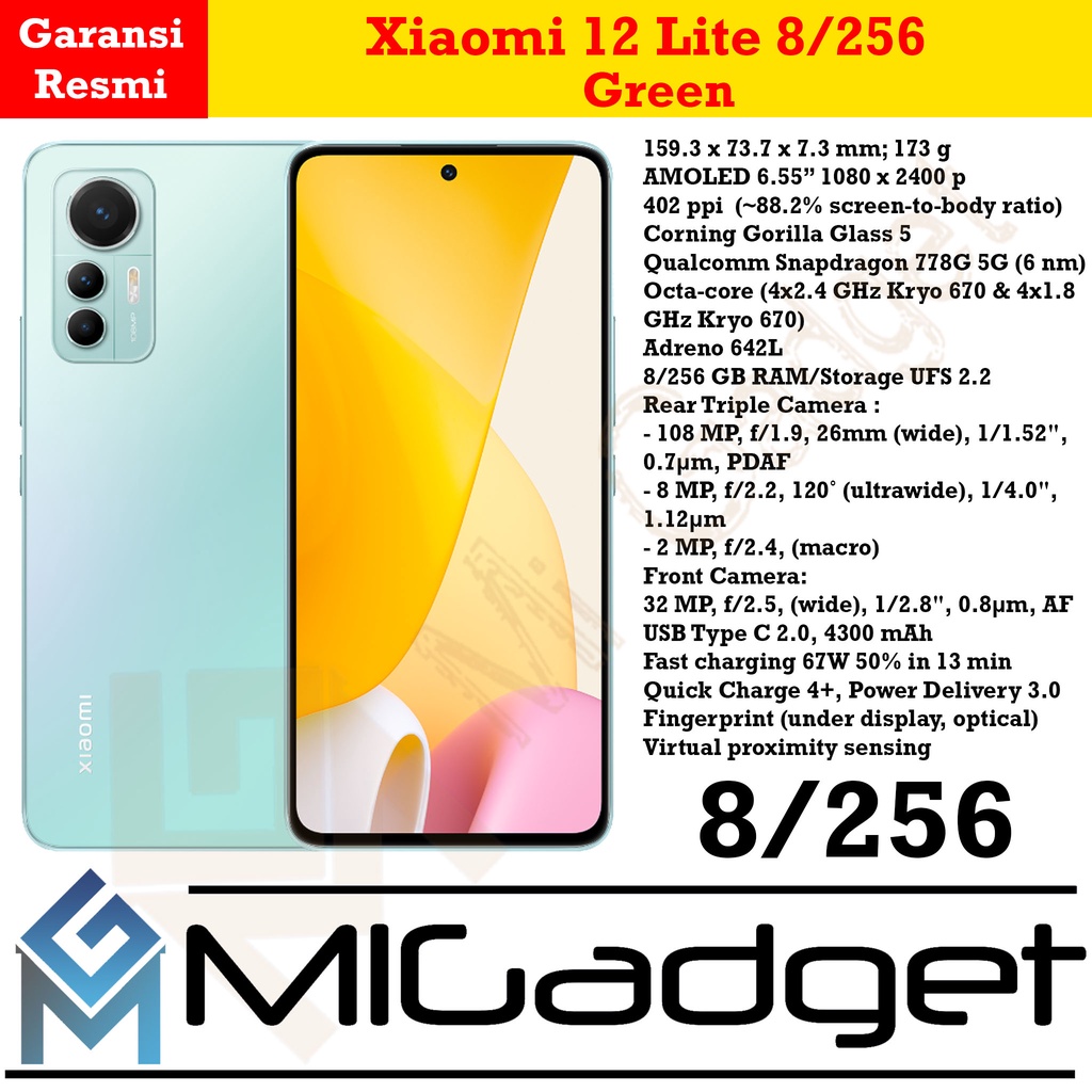 Mi 12 Lite 5G Garansi Resmi - 32Mp Selfie Camera Auto Fokus