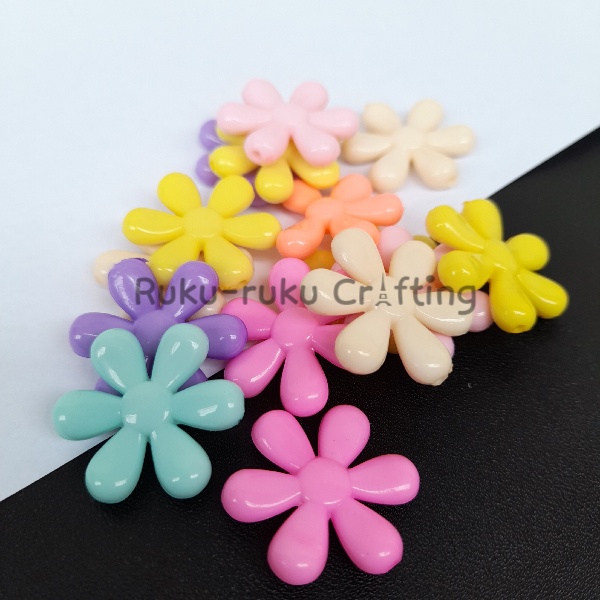 (15 Pcs) Manik Mote Bunga Pastel Bunga Daisy