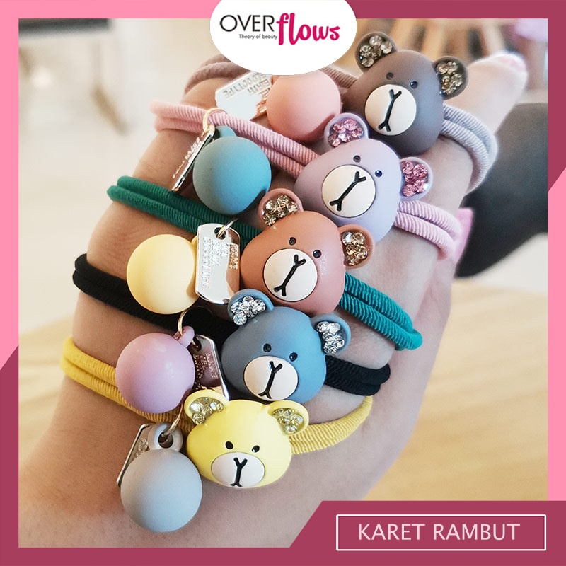 OVERFLOWS.ID Ikat Rambut Ala Korea Motif Beruang Bear Hairtie Ikat Rambut Motif Beruang